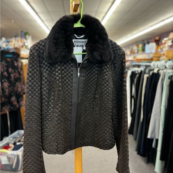 Marvin Richards ladies LG dark brown/suede jacket with rabbit fur - Picture 1 of 7